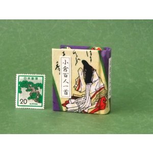 画像: 【丸背】小倉百人一首豆本(ころもほすてふ-紫）