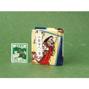 画像: 【丸背】小倉百人一首豆本(くもかくれにし-青）