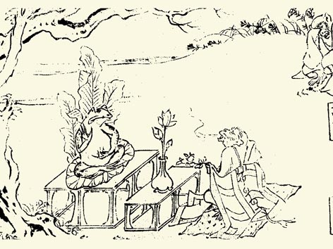 猿上人の怪しいお経と蛙仏