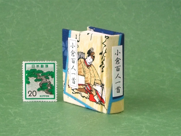 画像3: 【丸背】小倉百人一首豆本(からくれなゐに-青）